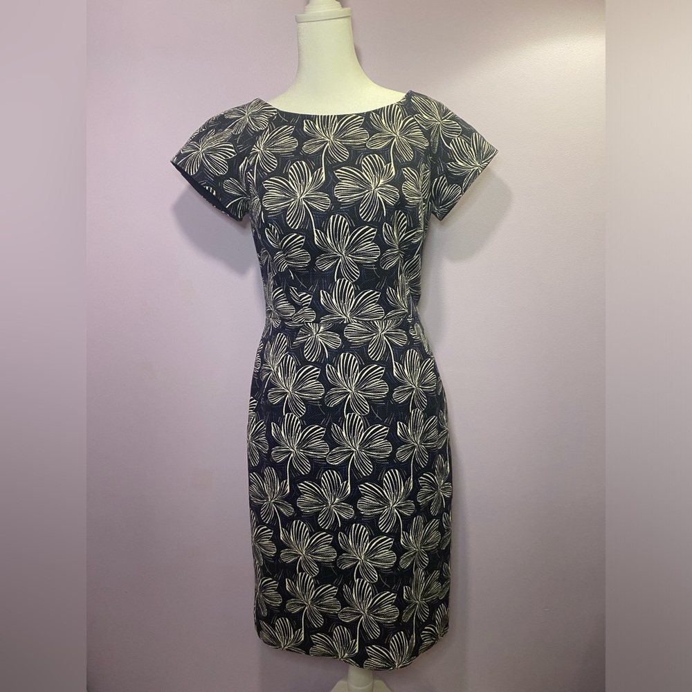 J.Crew basketweave midi dress navy floral size 2
